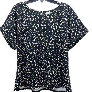 Melloday Women’s Printed Short Sleeve Top Black/Cream - Size Large